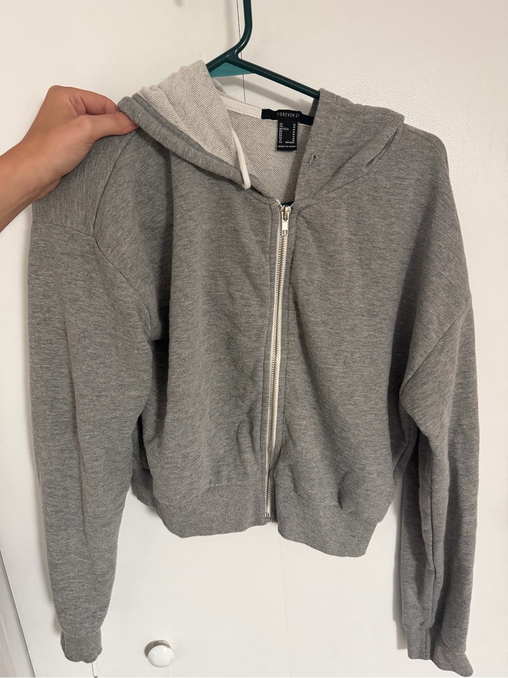 Forever 21 Gray Zip-Up Hooded Sweater